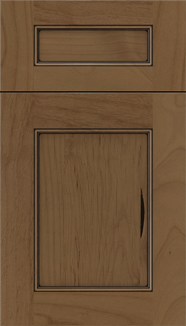Lexington 5pc Alder recessed panel cabinet door in Tuscan with Black glaze