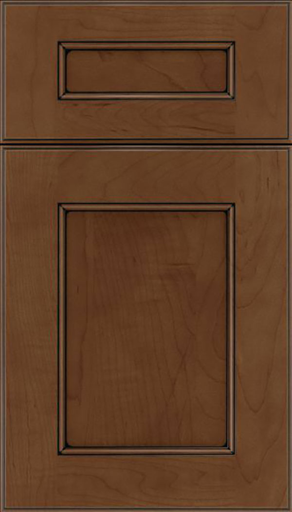 Tamarind 5pc Maple shaker cabinet door in Sienna with Black glaze