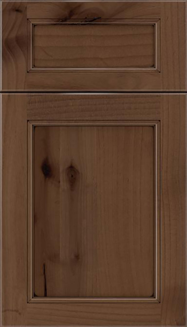 Templeton 5pc Alder recessed panel cabinet door in Toffee with Black glaze